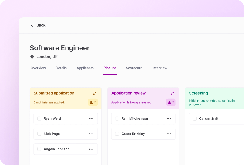 Manage candidates screenshot