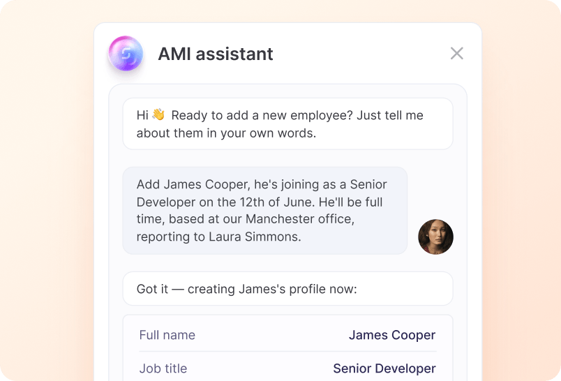 AI-Assisted Employee Setup screenshot