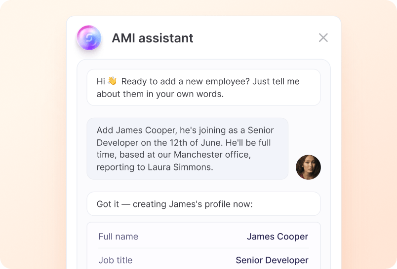 AI-Assisted Employee Setup screenshot