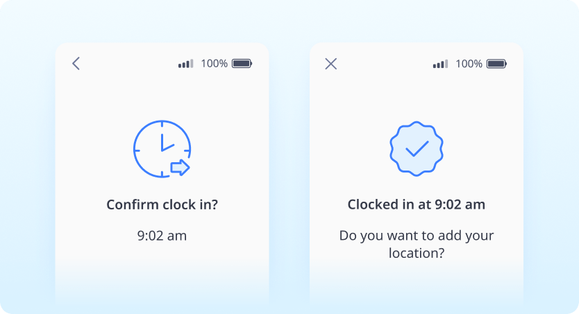 Clock in/out screenshot