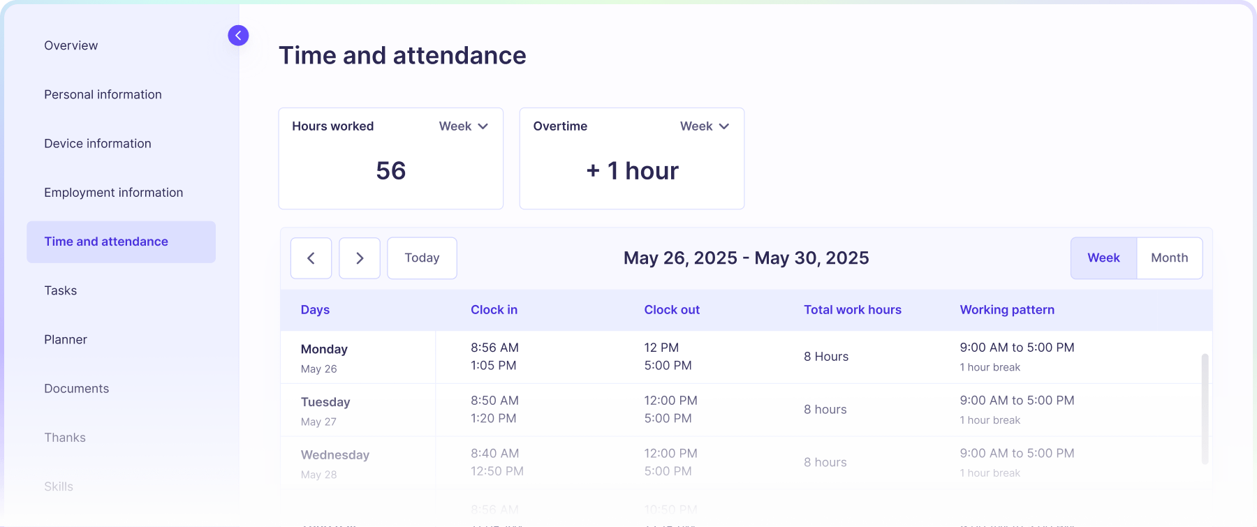 Payroll feed screenshot