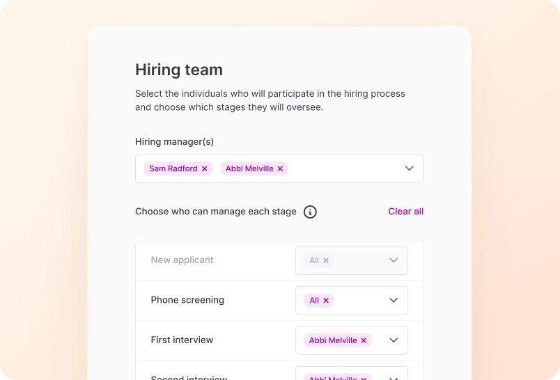 Assign Hiring Managers screenshot